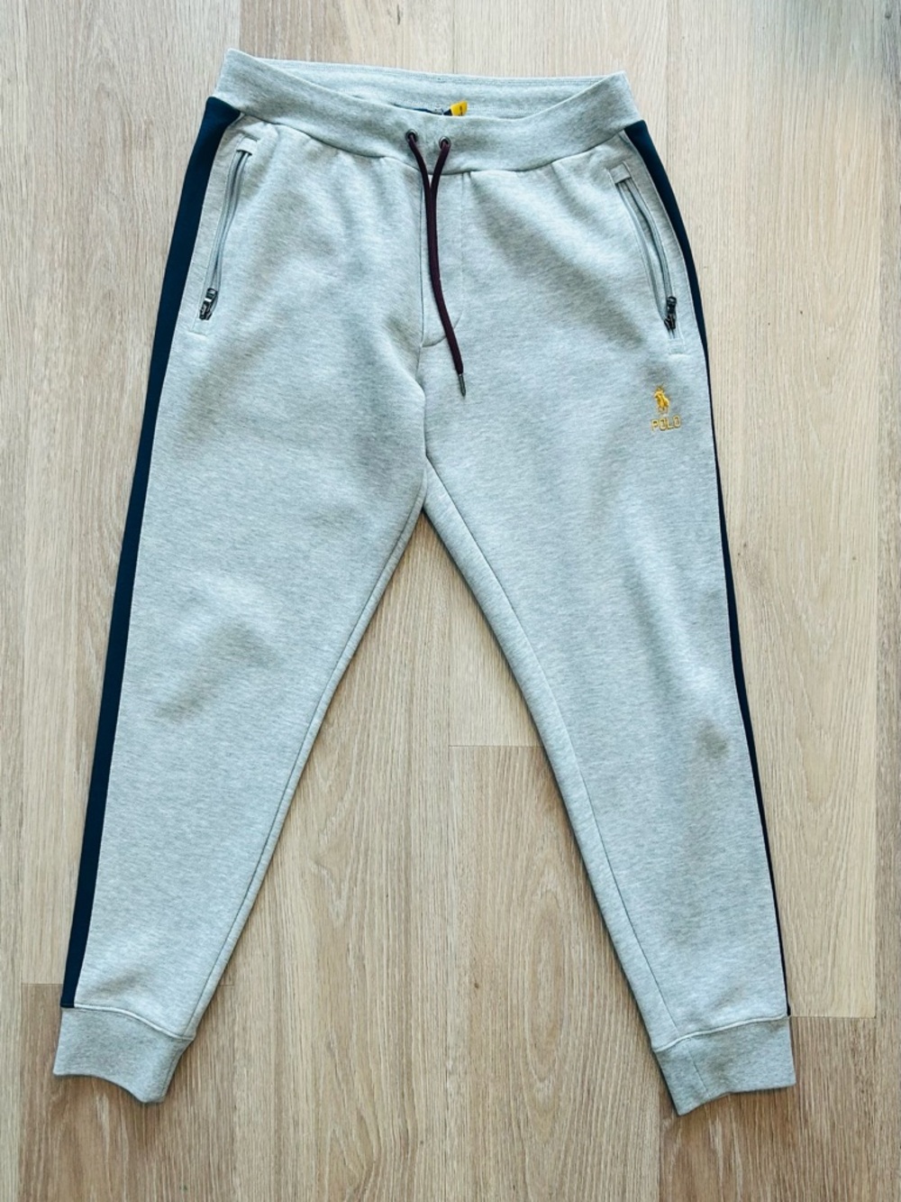 Ralph Lauren Light Gray Sweatpants with Navy Drawstring